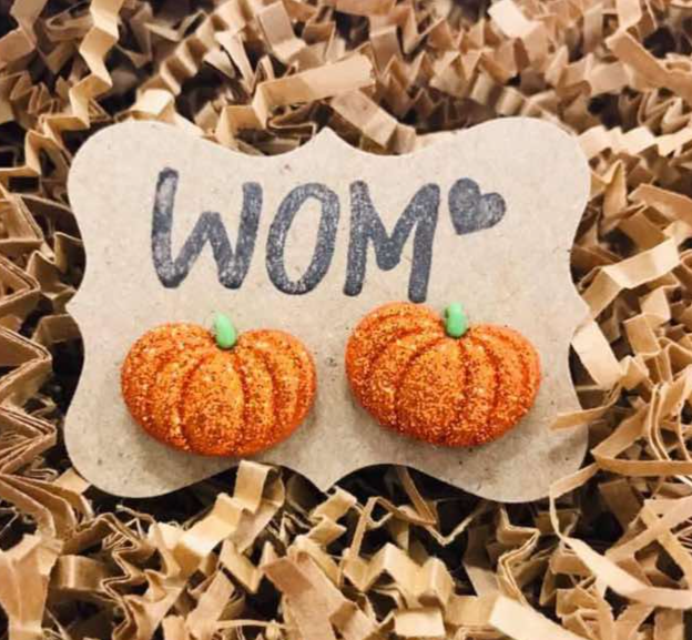 Glitter Pumpkin Stud Earrings