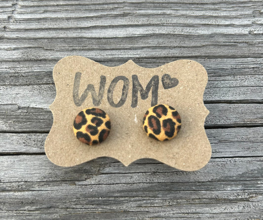 Cheetah Print Button Stud Earrings