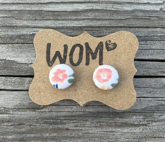 Flower Power Button Stud Earrings