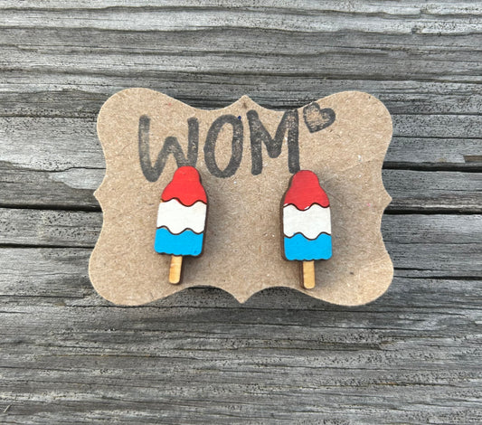 Bomb Pop Wooden Earring Stud