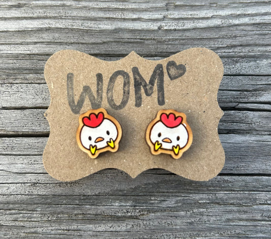 Chicken Little Wooden Stud Earrings