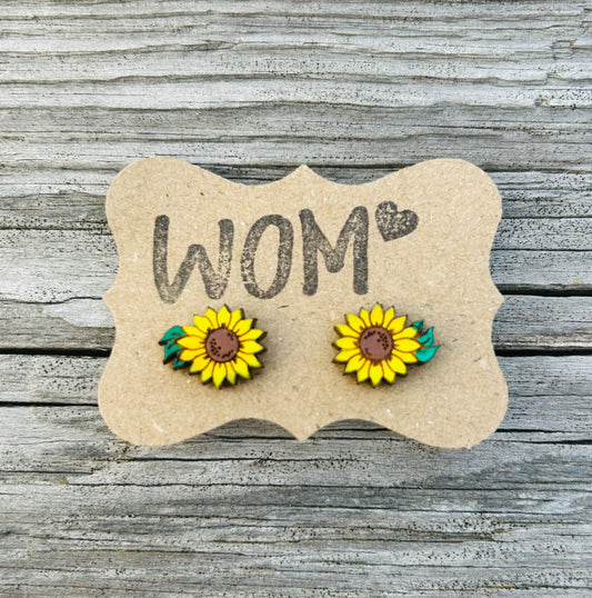 Sunflower Wooden Stud Earrings