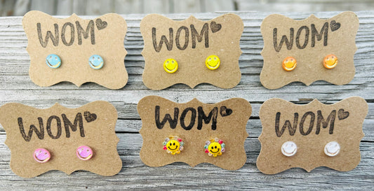 Smiley Face Resin Stud Earrings