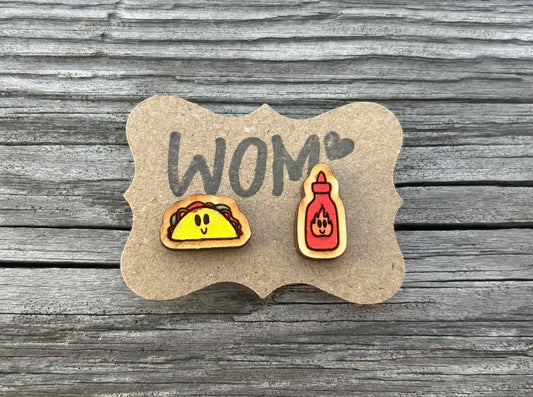 Taco and Hot Sauce Mix & Match Stud Earrings