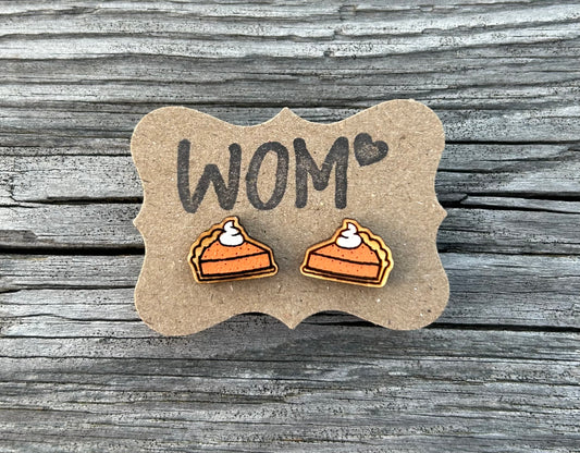 Pumpkin Pie Wooden Stud Earrings