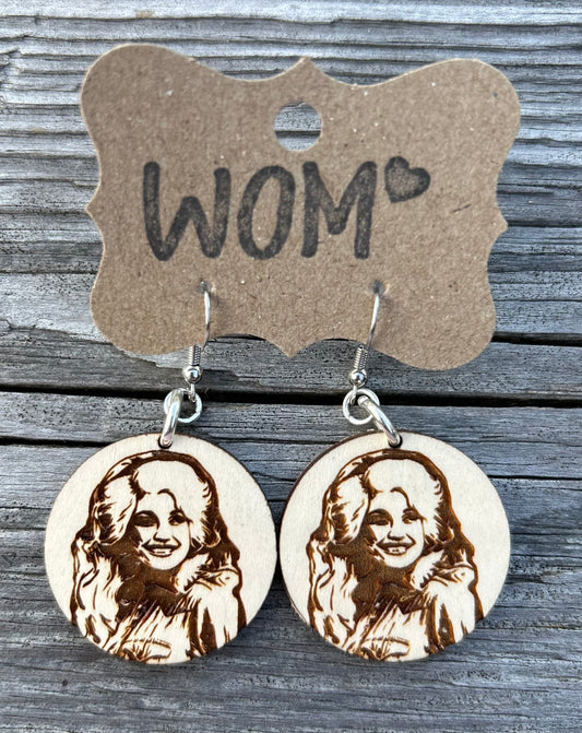 Dolly Parton Wooden Dangle Earrings