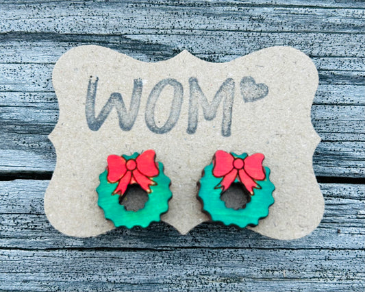 Wreath Wooden Stud Earrings